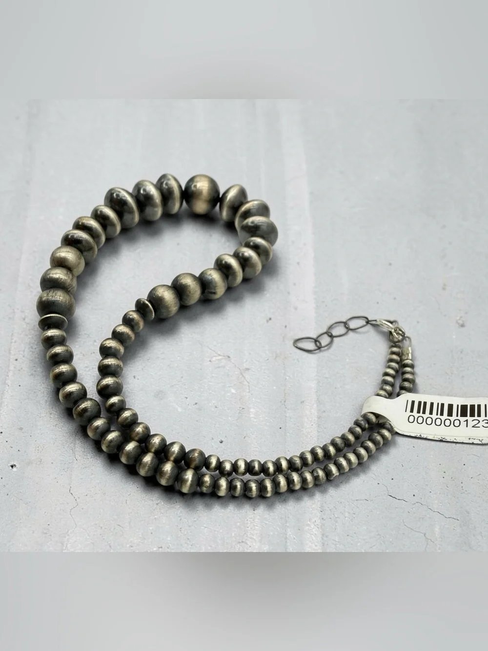 NWT Navajo Pearl Sterling Silver Graduated Bead Necklace 15” + 2” Ext Southwest